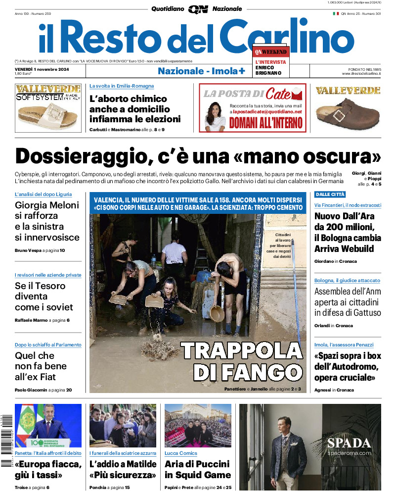 Prima-pagina-il resto del carlino-edizione-di-oggi-20241101